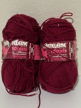 2 NWT Chanteleine Toccatta 100% Wool Yarn - Deep Berry Made in France